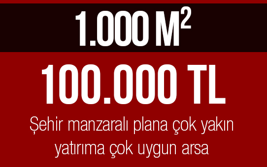 Şehir manzaralı plana çok yakın yatırıma çok uygun arsa