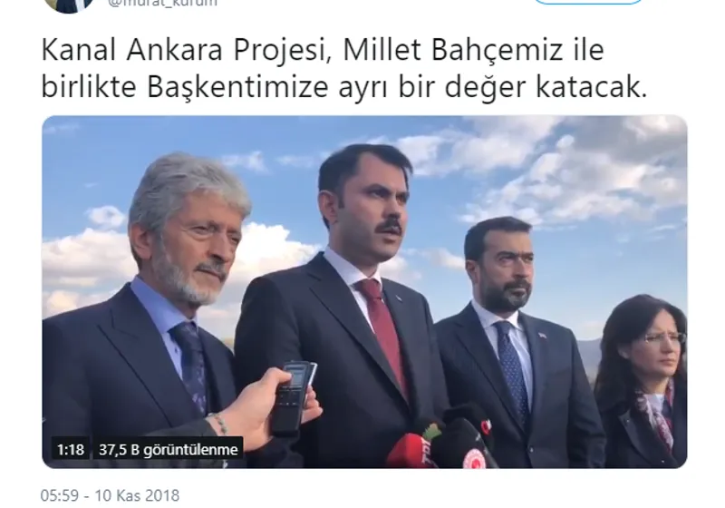 Kanal Ankara Projesi T.C. Çevre ve Şehircilik Bakanı Murat KURUM Saha İncelemesi